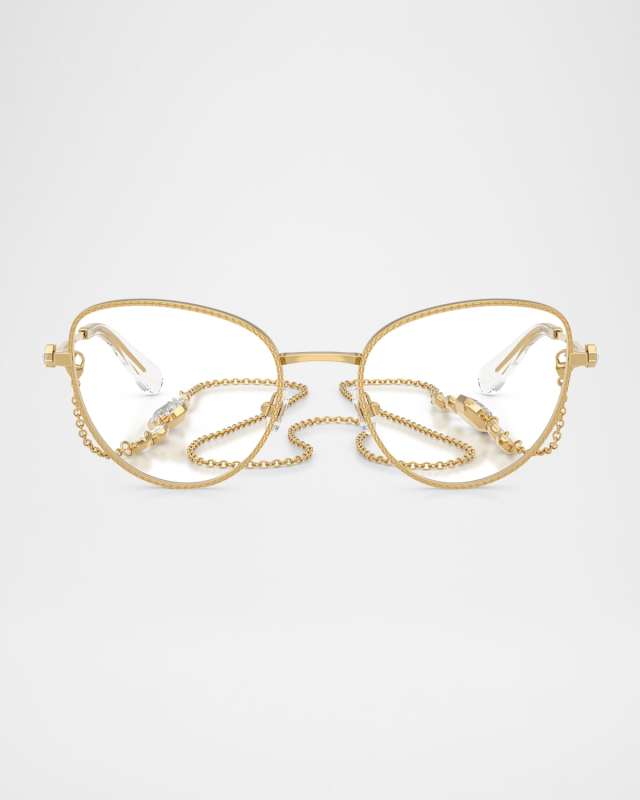 SK1022 Crystal Metal Cat-Eye Optical Frames